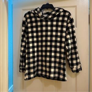 Vera Bradley Black & White Gingham Plaid Fleece Pullover Top